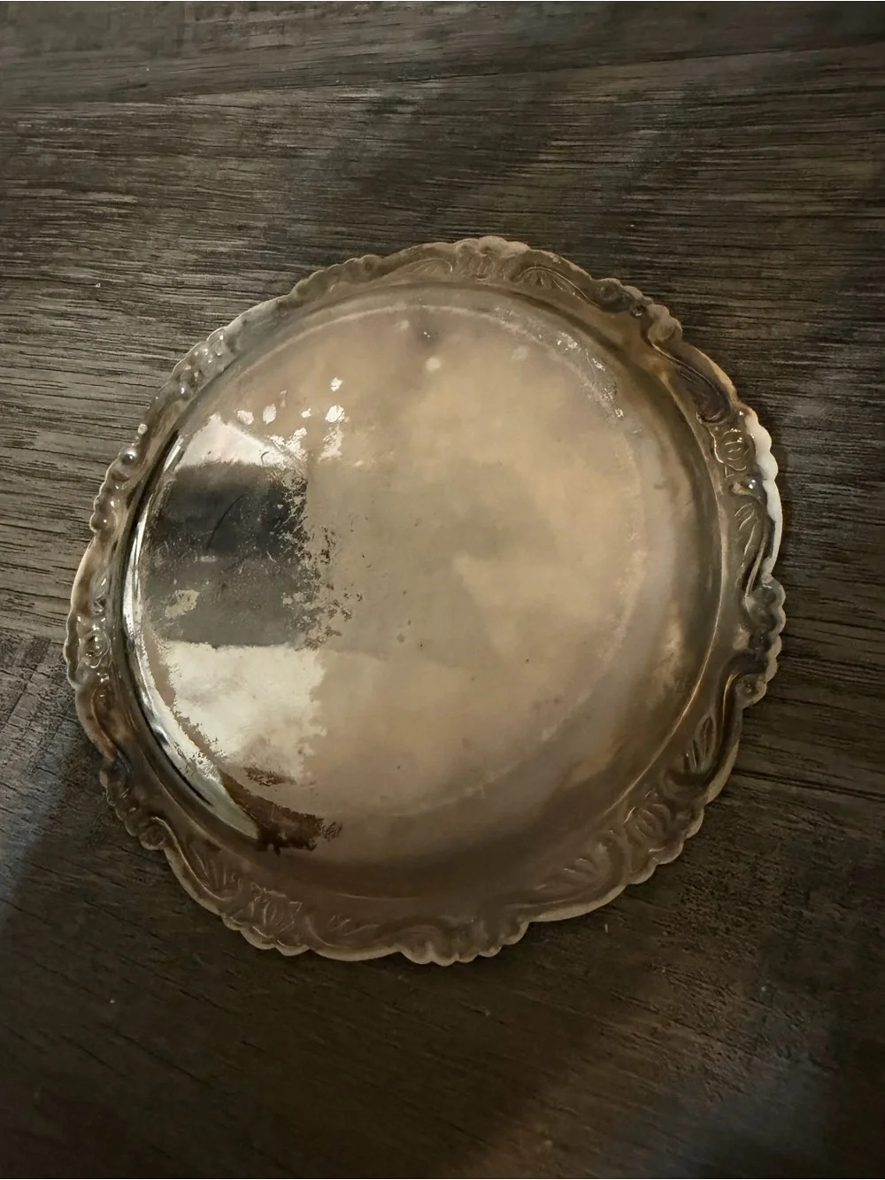 Ornate Silver-Tone Decorative Serving Tray